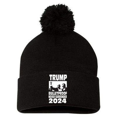 Teflon Don Trump 2024 Bulletproof Never Surrender Legend Pom Pom 12in Knit Beanie