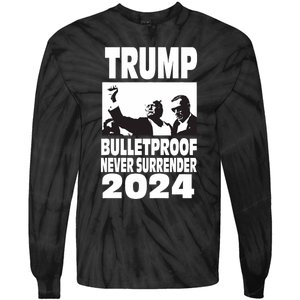 Teflon Don Trump 2024 Bulletproof Never Surrender Legend Tie-Dye Long Sleeve Shirt