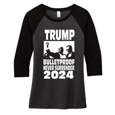 Teflon Don Trump 2024 Bulletproof Never Surrender Legend Women's Tri-Blend 3/4-Sleeve Raglan Shirt