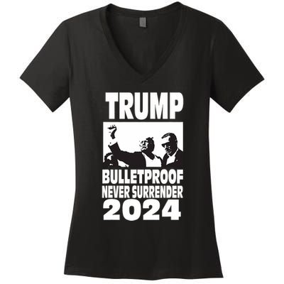 Teflon Don Trump 2024 Bulletproof Never Surrender Legend Women's V-Neck T-Shirt