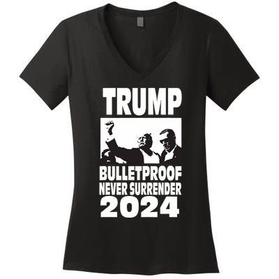 Teflon Don Trump 2024 Bulletproof Never Surrender Legend Women's V-Neck T-Shirt