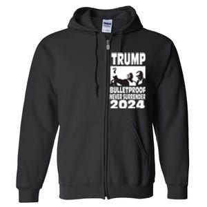 Teflon Don Trump 2024 Bulletproof Never Surrender Legend Full Zip Hoodie