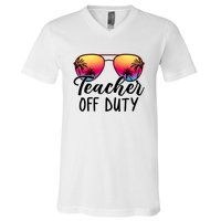 Tie Dye Teacher Off Duty Last Day Of School Teacher Summer V-Neck T-Shirt