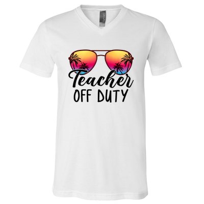 Tie Dye Teacher Off Duty Last Day Of School Teacher Summer V-Neck T-Shirt