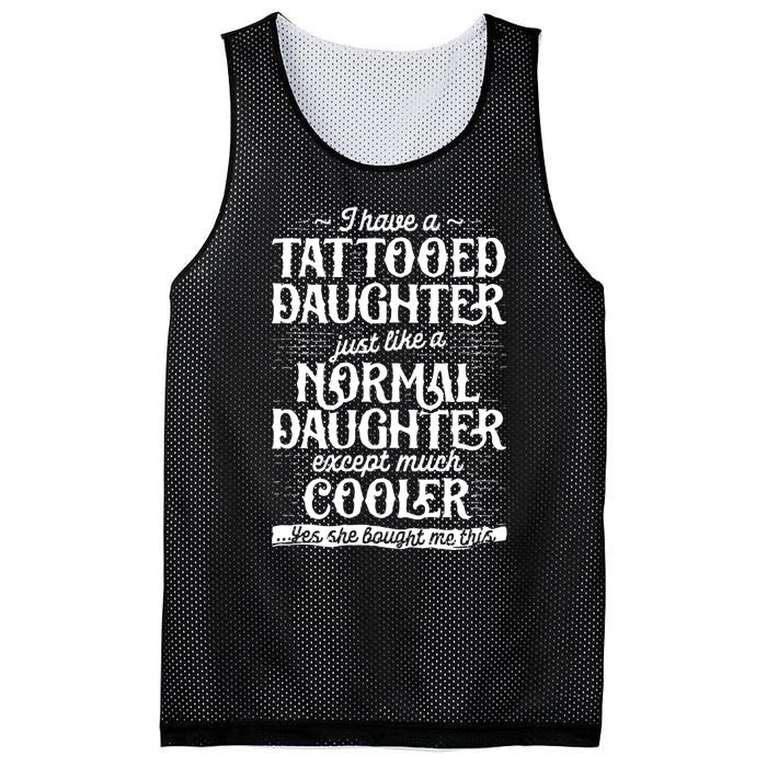 Tattooed Daughter Tattoo Fathers Day Dad Funny Gifts Mesh Reversible Basketball Jersey Tank