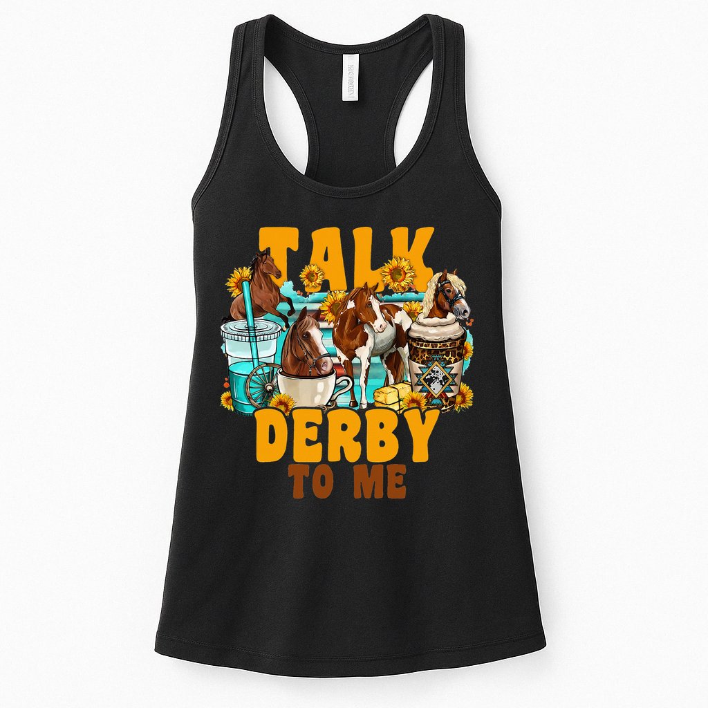 Talk Derby To Me Horse Western Horses Coffee Cups Womens Tank Top