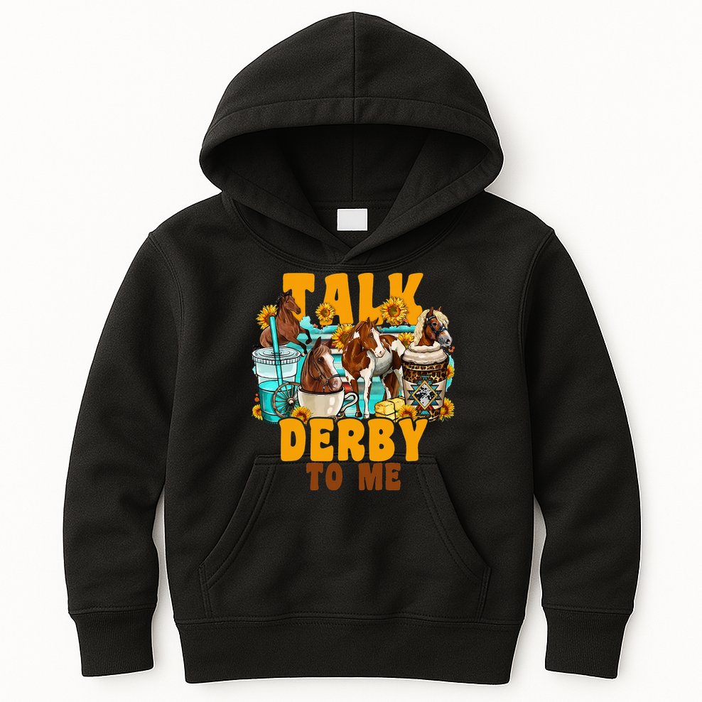 Talk Derby To Me Horse Western Horses Coffee Cups Kids Hoodie