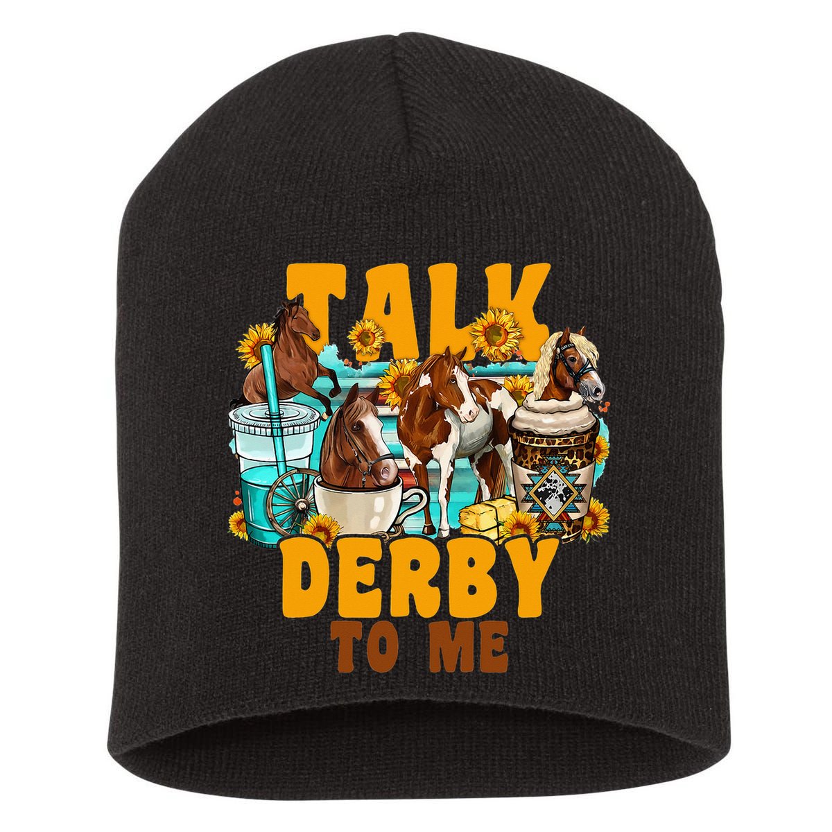 Talk Derby To Me Horse Western Horses Coffee Cups Short Acrylic Beanie
