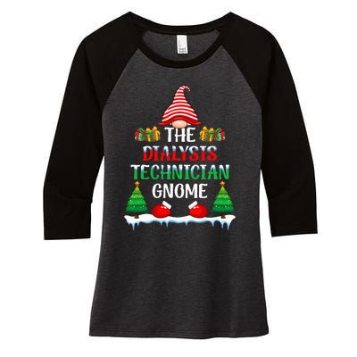 The Dialysis Technician Gnome Kidney Nurse Christmas Women's Tri-Blend 3/4-Sleeve Raglan Shirt