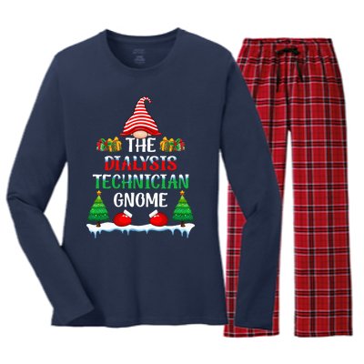 The Dialysis Technician Gnome Kidney Nurse Christmas Women's Long Sleeve Flannel Pajama Set 