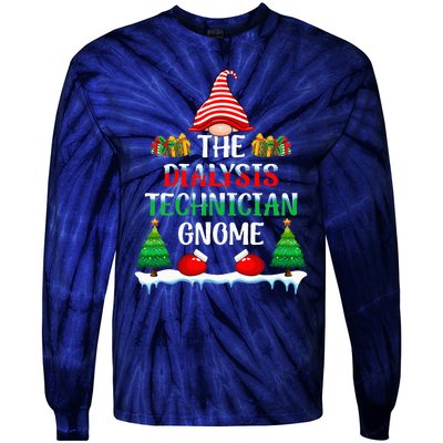 The Dialysis Technician Gnome Kidney Nurse Christmas Tie-Dye Long Sleeve Shirt