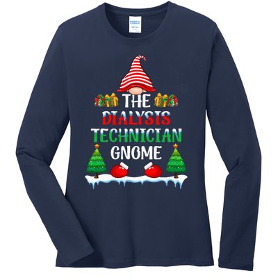 The Dialysis Technician Gnome Kidney Nurse Christmas Ladies Long Sleeve Shirt