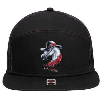 Talk Derby To Me Horse Racing Lover Derby Day 7 Panel Mesh Trucker Snapback Hat