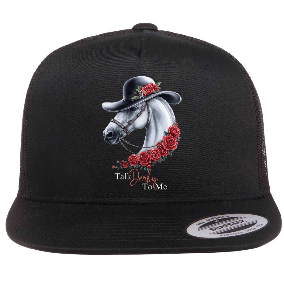 Talk Derby To Me Horse Racing Lover Derby Day Flat Bill Trucker Hat