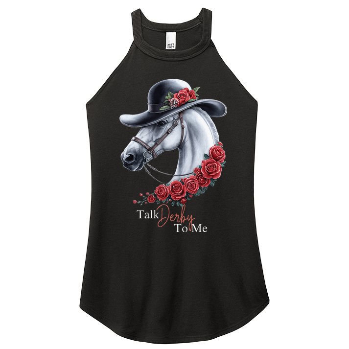 Talk Derby To Me Horse Racing Lover Derby Day Women's Perfect Tri Rocker Tank