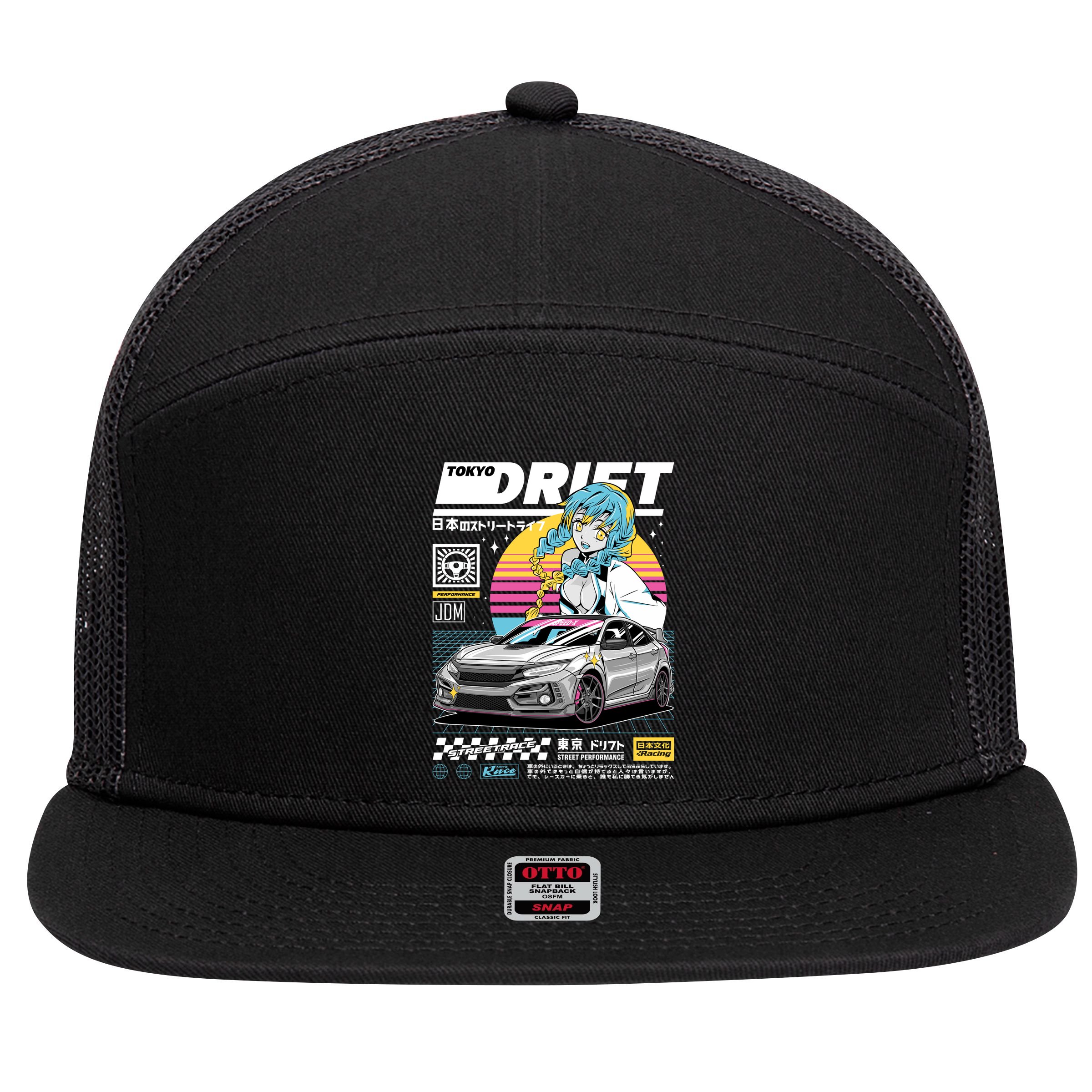 Tokyo Drift 7 Panel Mesh Trucker Snapback Hat
