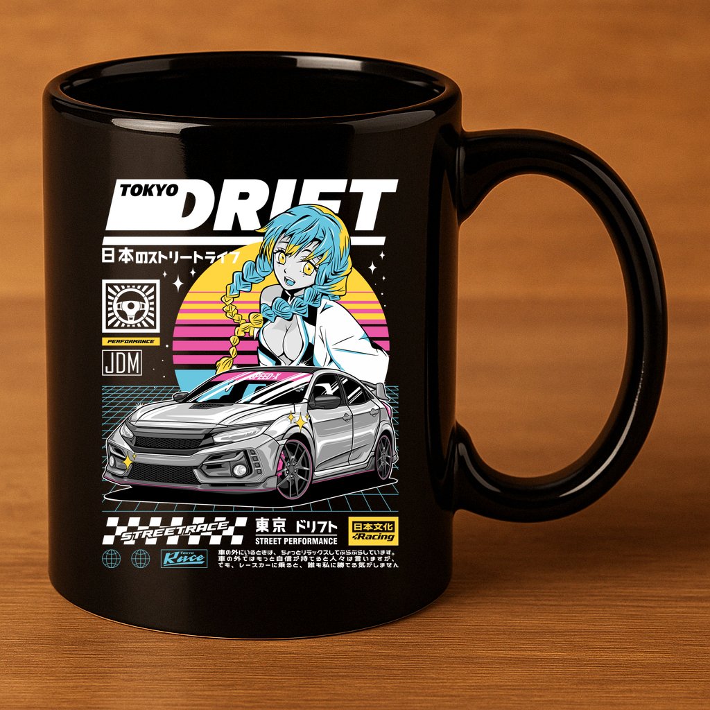 Tokyo Drift 11oz C Handle Ceramic Mug