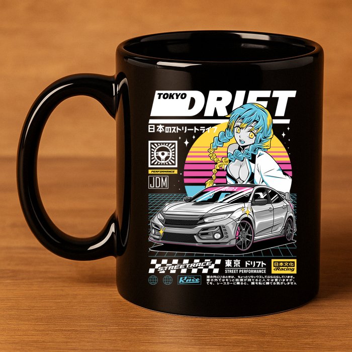 Tokyo Drift 11oz C Handle Ceramic Mug