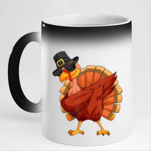 Thanksgiving Dabbing Turkey 11oz Black Color Changing Mug