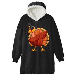 Thanksgiving Dabbing Turkey Hooded Wearable Blanket