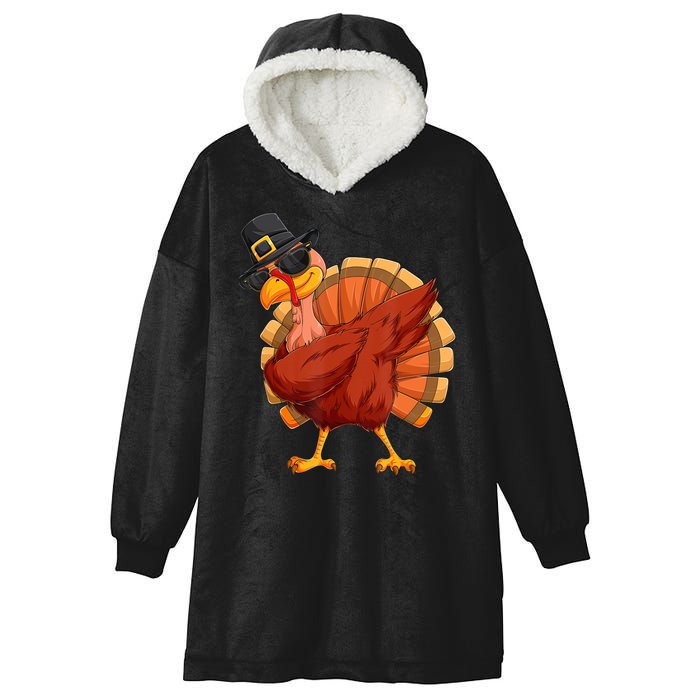 Thanksgiving Dabbing Turkey Hooded Wearable Blanket