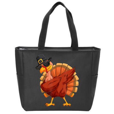 Thanksgiving Dabbing Turkey Zip Tote Bag