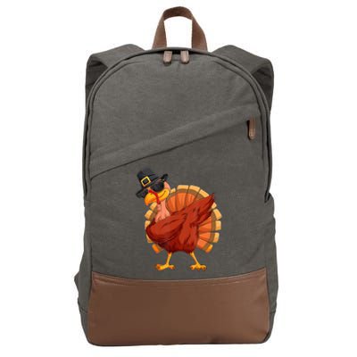 Thanksgiving Dabbing Turkey Cotton Canvas Backpack