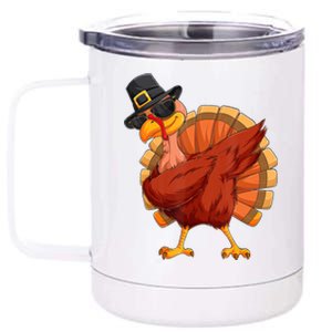 Thanksgiving Dabbing Turkey 12 oz Stainless Steel Tumbler Cup