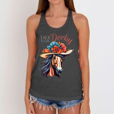 Talk Derby To Me Horse Racing Lover On Derby Day Women's Knotted Racerback Tank