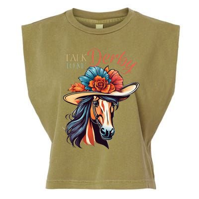 Talk Derby To Me Horse Racing Lover On Derby Day Garment-Dyed Women's Muscle Tee