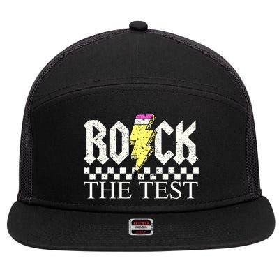 Testing Day Teacher Student Motivational Rock The Test  7 Panel Mesh Trucker Snapback Hat