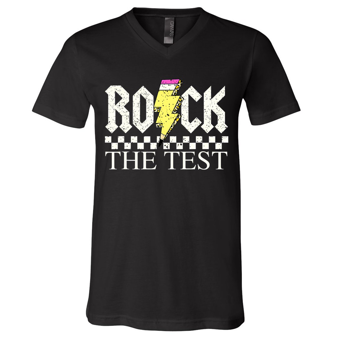Testing Day Teacher Student Motivational Rock The Test  V-Neck T-Shirt