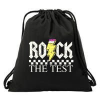 Testing Day Teacher Student Motivational Rock The Test  Drawstring Bag