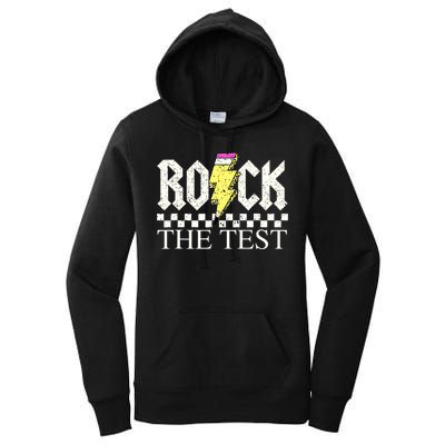 Testing Day Teacher Student Motivational Rock The Test  Women's Pullover Hoodie