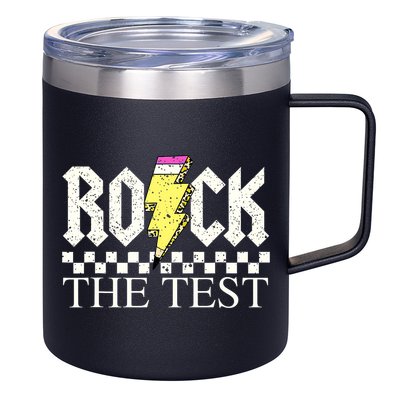 Testing Day Teacher Student Motivational Rock The Test  12oz Stainless Steel Coffee Mug