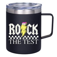 Testing Day Teacher Student Motivational Rock The Test  12oz Stainless Steel Coffee Mug