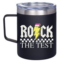 Testing Day Teacher Student Motivational Rock The Test  12oz Stainless Steel Coffee Mug