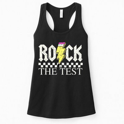 Testing Day Teacher Student Motivational Rock The Test  Womens Tank Top