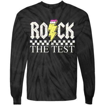 Testing Day Teacher Student Motivational Rock The Test  Tie-Dye Long Sleeve Shirt