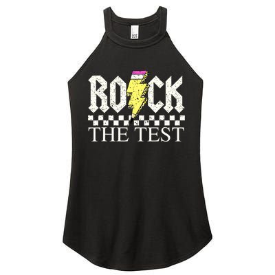 Testing Day Teacher Student Motivational Rock The Test  Women's Perfect Tri Rocker Tank