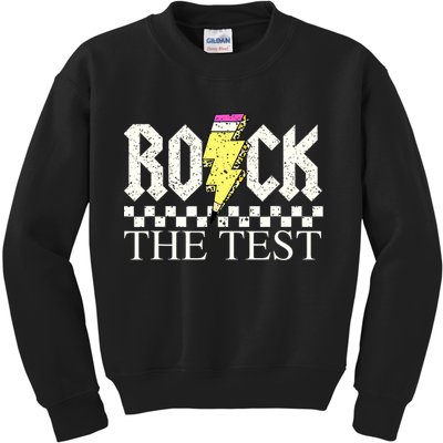 Testing Day Teacher Student Motivational Rock The Test  Kids Sweatshirt