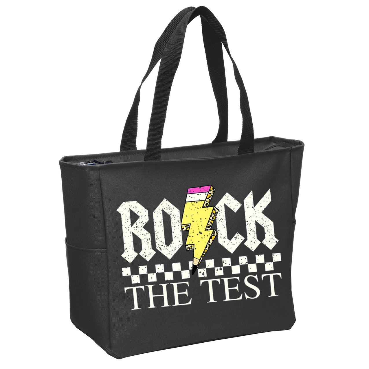 Testing Day Teacher Student Motivational Rock The Test  Zip Tote Bag