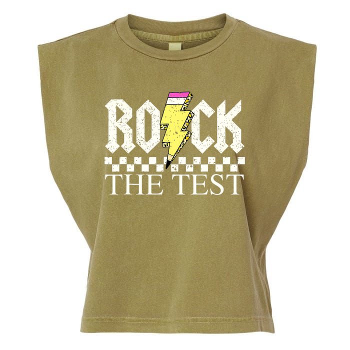 Testing Day Teacher Student Motivational Rock The Test  Garment-Dyed Women's Muscle Tee