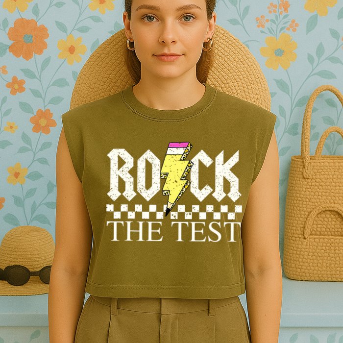 Testing Day Teacher Student Motivational Rock The Test  Garment-Dyed Women's Muscle Tee