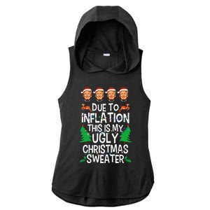 Trump Due To Inflation Ugly Christmas Sweaters Ladies PosiCharge Tri-Blend Wicking Draft Hoodie Tank