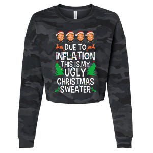 Trump Due To Inflation Ugly Christmas Sweaters Cropped Pullover Crew