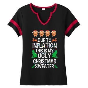 Trump Due To Inflation Ugly Christmas Sweaters Ladies Halftime Notch Neck Tee