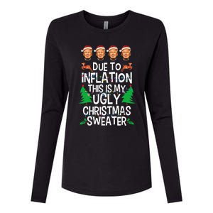 Trump Due To Inflation Ugly Christmas Sweaters Womens Cotton Relaxed Long Sleeve T-Shirt