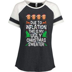 Trump Due To Inflation Ugly Christmas Sweaters Enza Ladies Jersey Colorblock Tee