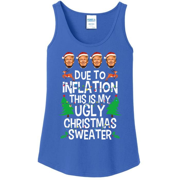 Trump Due To Inflation Ugly Christmas Sweaters Ladies Essential Tank